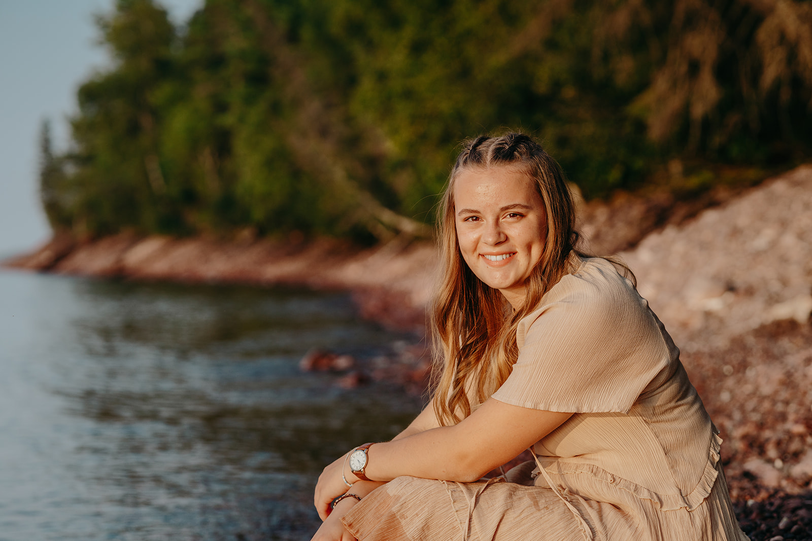Abi enjoys a late summer evening during her senior photos in Eagle River Michigan